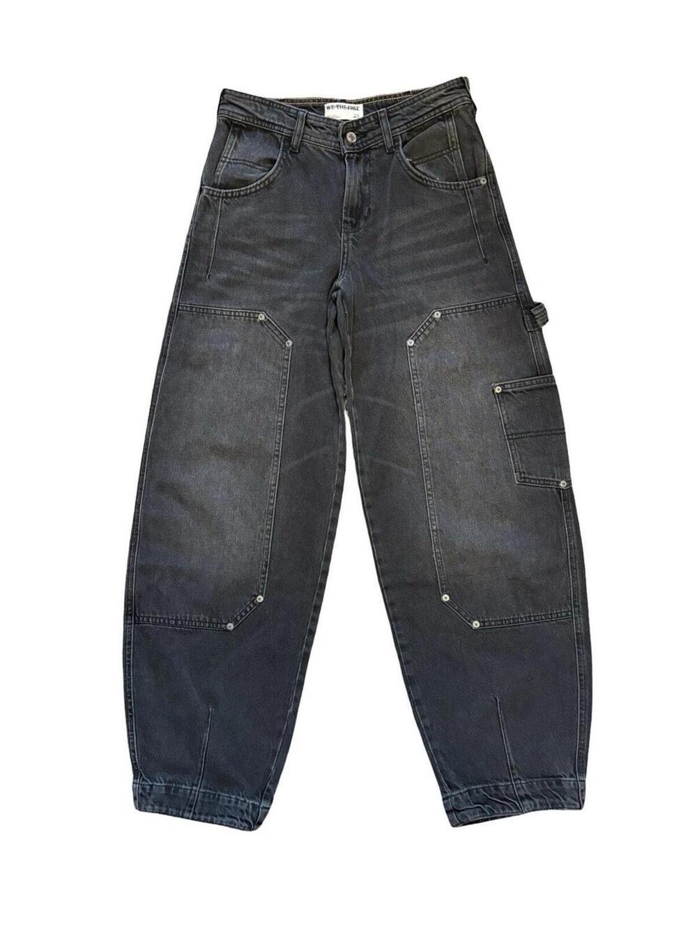 FREE PEOPLE WE THE FREE Loren High Rise Carpenter Barrel Jeans Black Size 25 NEW